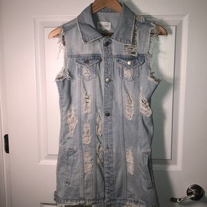Long Fitted denim vest